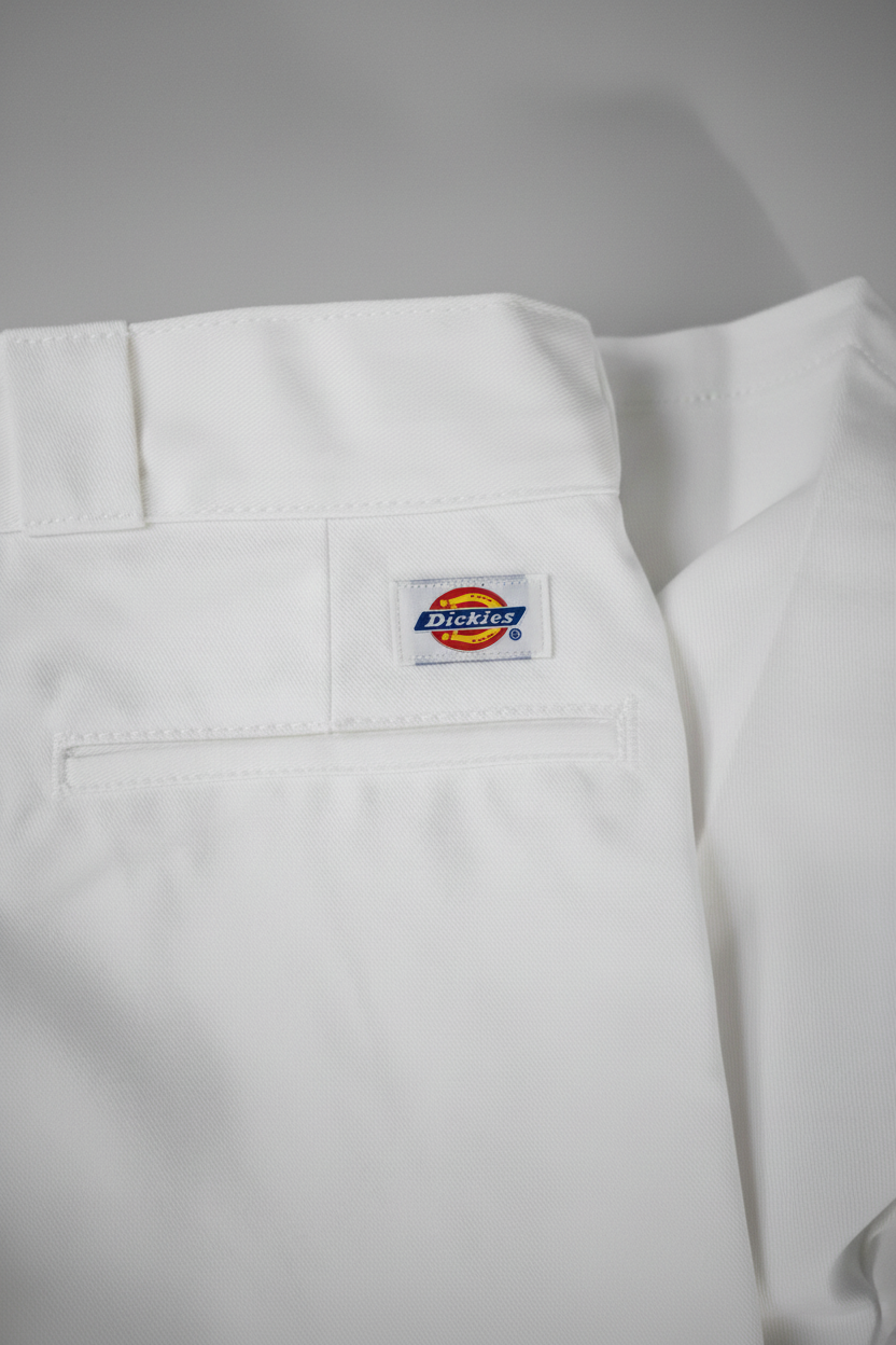 Pantalón Dickie blanco durable para trabajar muy cómodo y lijero