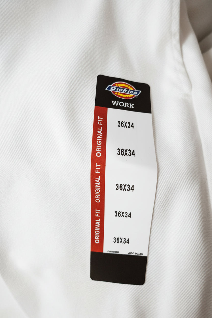 Pantalón Dickie blanco durable para trabajar muy cómodo y lijero